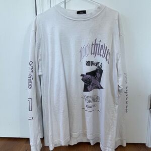 100 thieves AoT White Graphic Long Sleeve Shirt